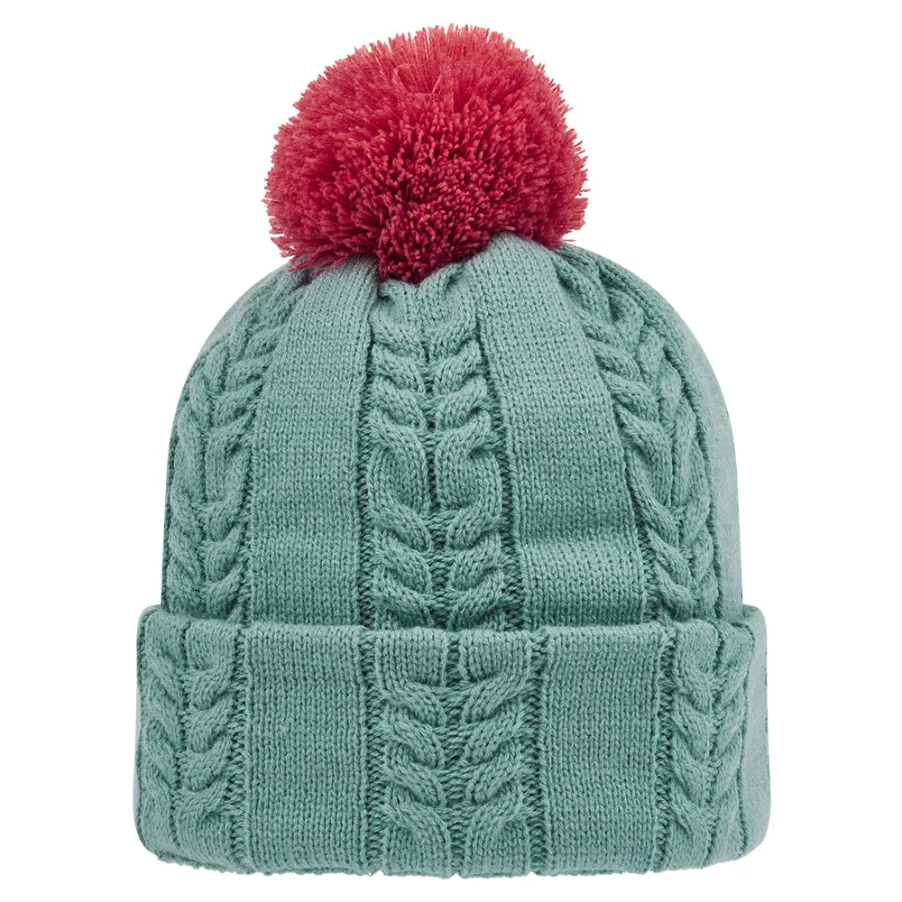 2024 FootJoy Cable Knit Bobble Hat - Sage / Peach