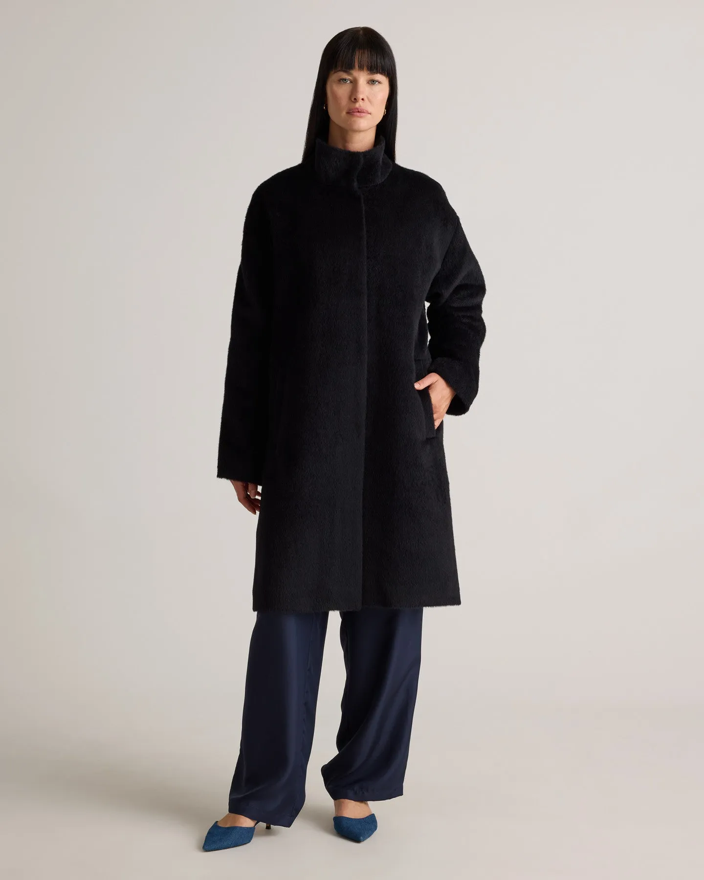 Alpaca-Wool Stand Collar Coat