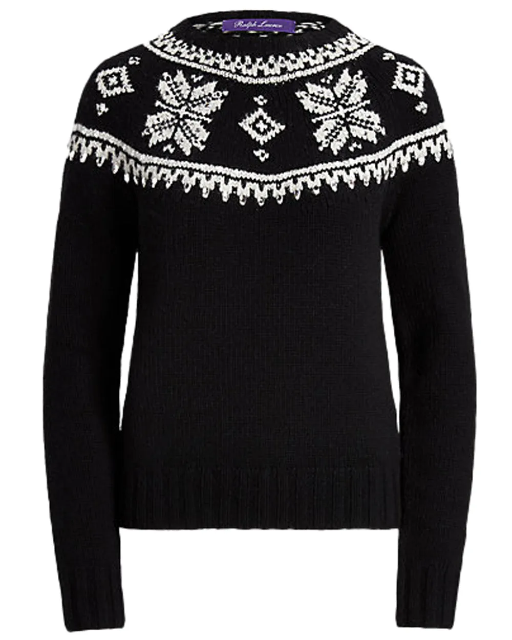 Black And Cream Embellished Crewneck Sweater