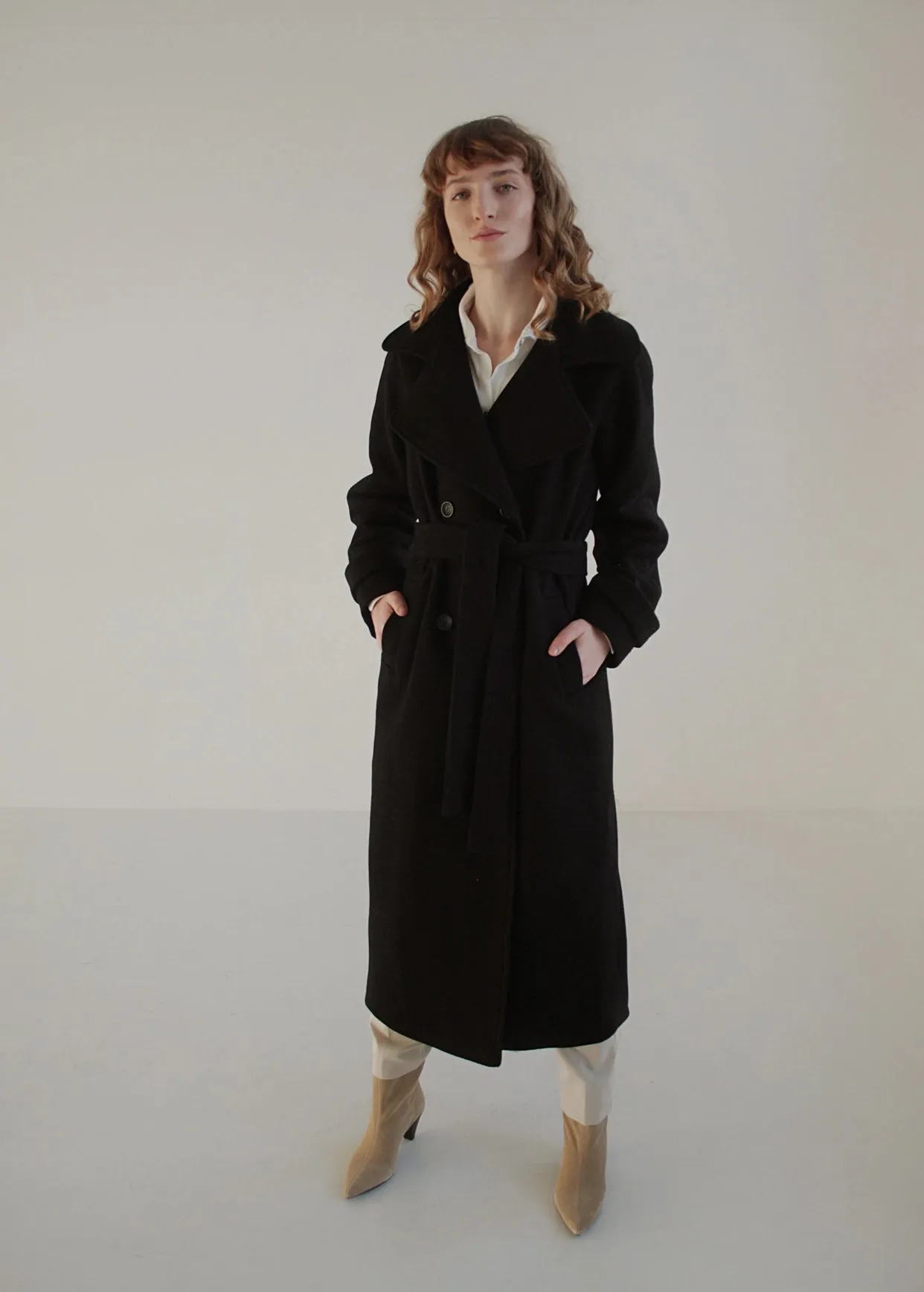 Black Warm Wool Coat Winter-Fall For Woman