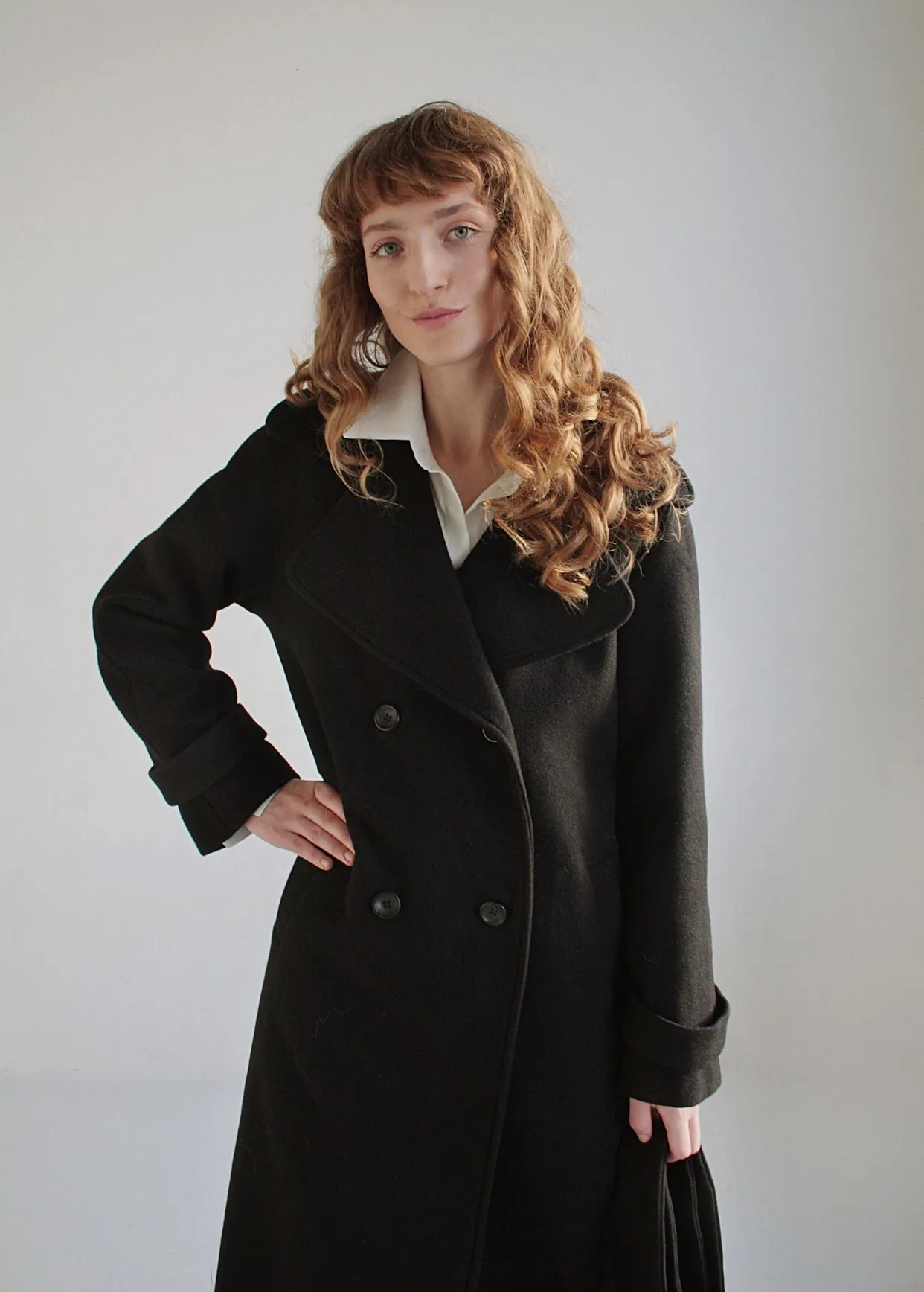 Black Warm Wool Coat Winter-Fall For Woman