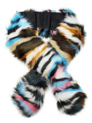 Blue Colorful Faux Fur Shoulder Wrap Scarf Stole