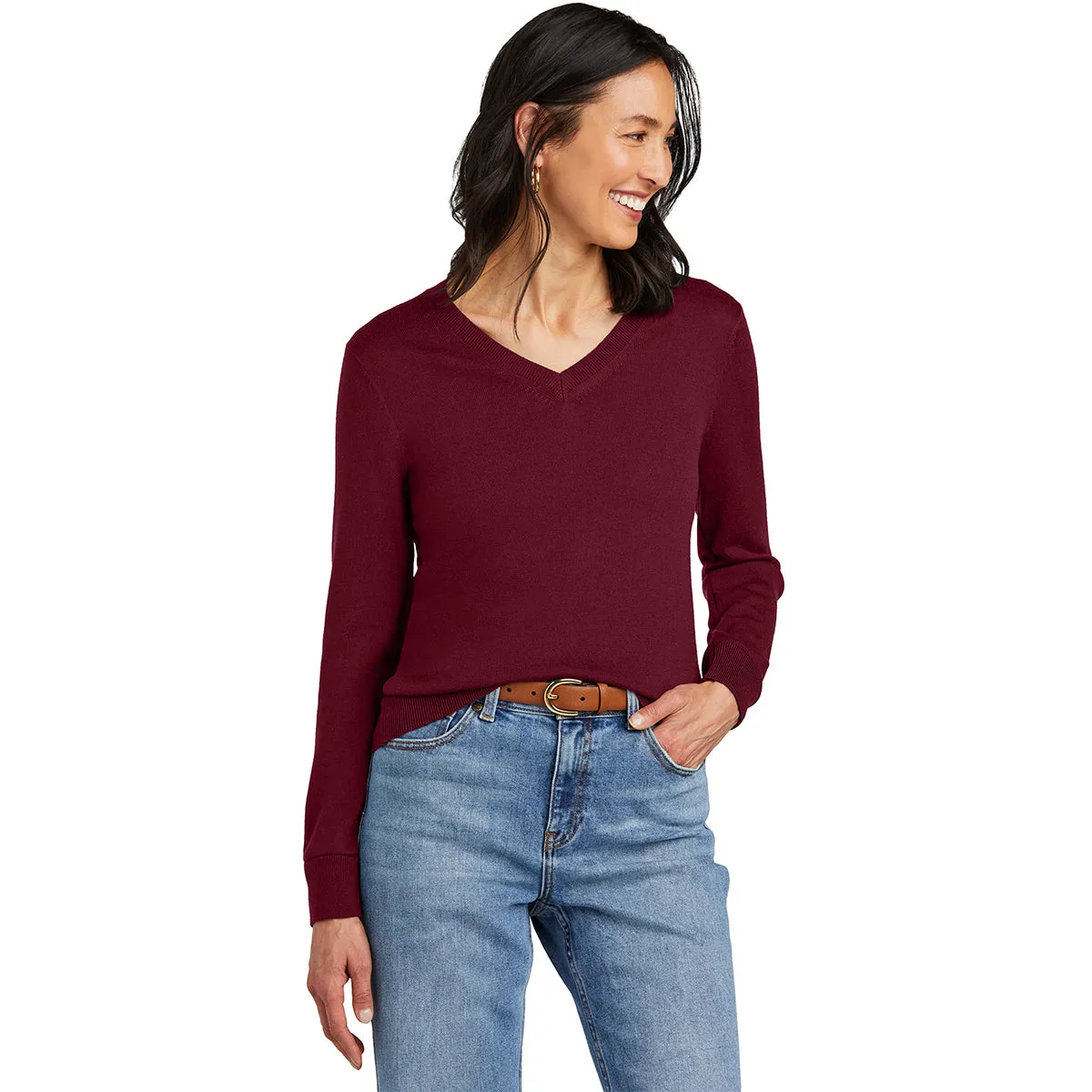 Brooks Brothers Women's Vintage Port Washable Merino V-Neck Sweater