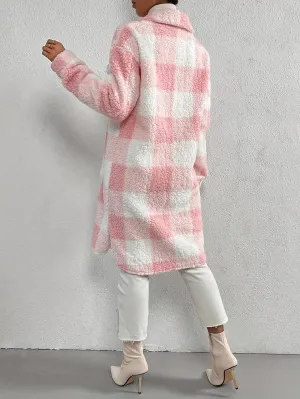 Button-Up Sherpa Plaid Coat