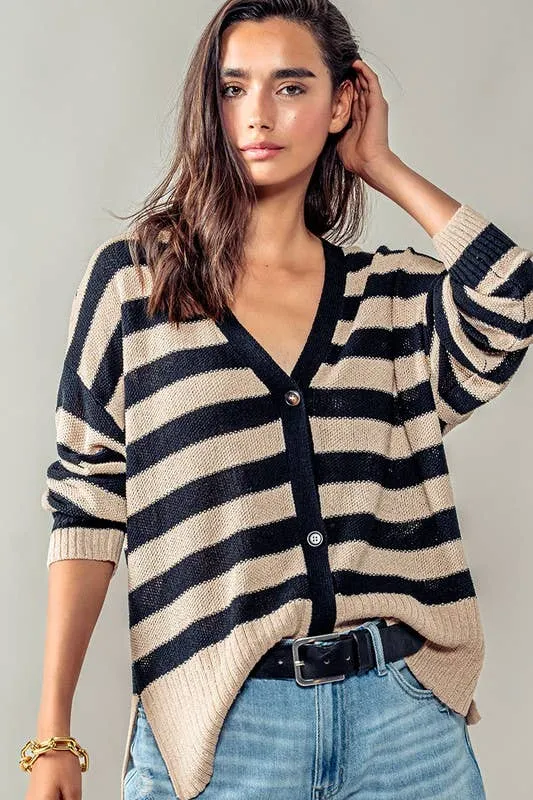 Carly Cozy and Free Striped Cardigan