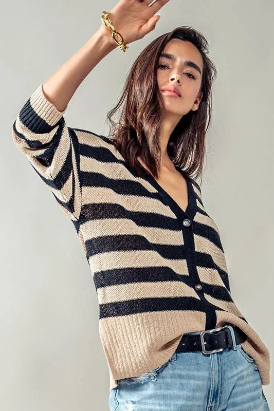 Carly Cozy and Free Striped Cardigan