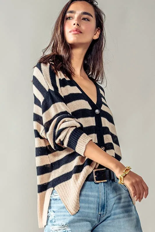 Carly Cozy and Free Striped Cardigan