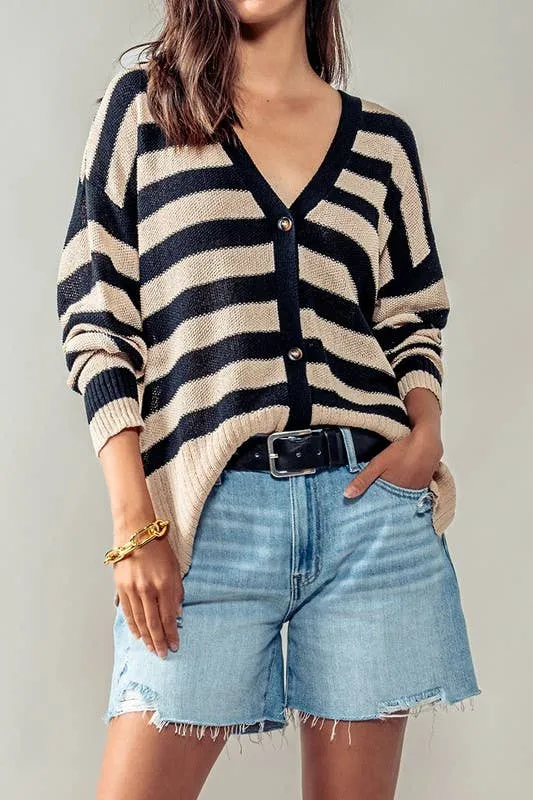 Carly Cozy and Free Striped Cardigan