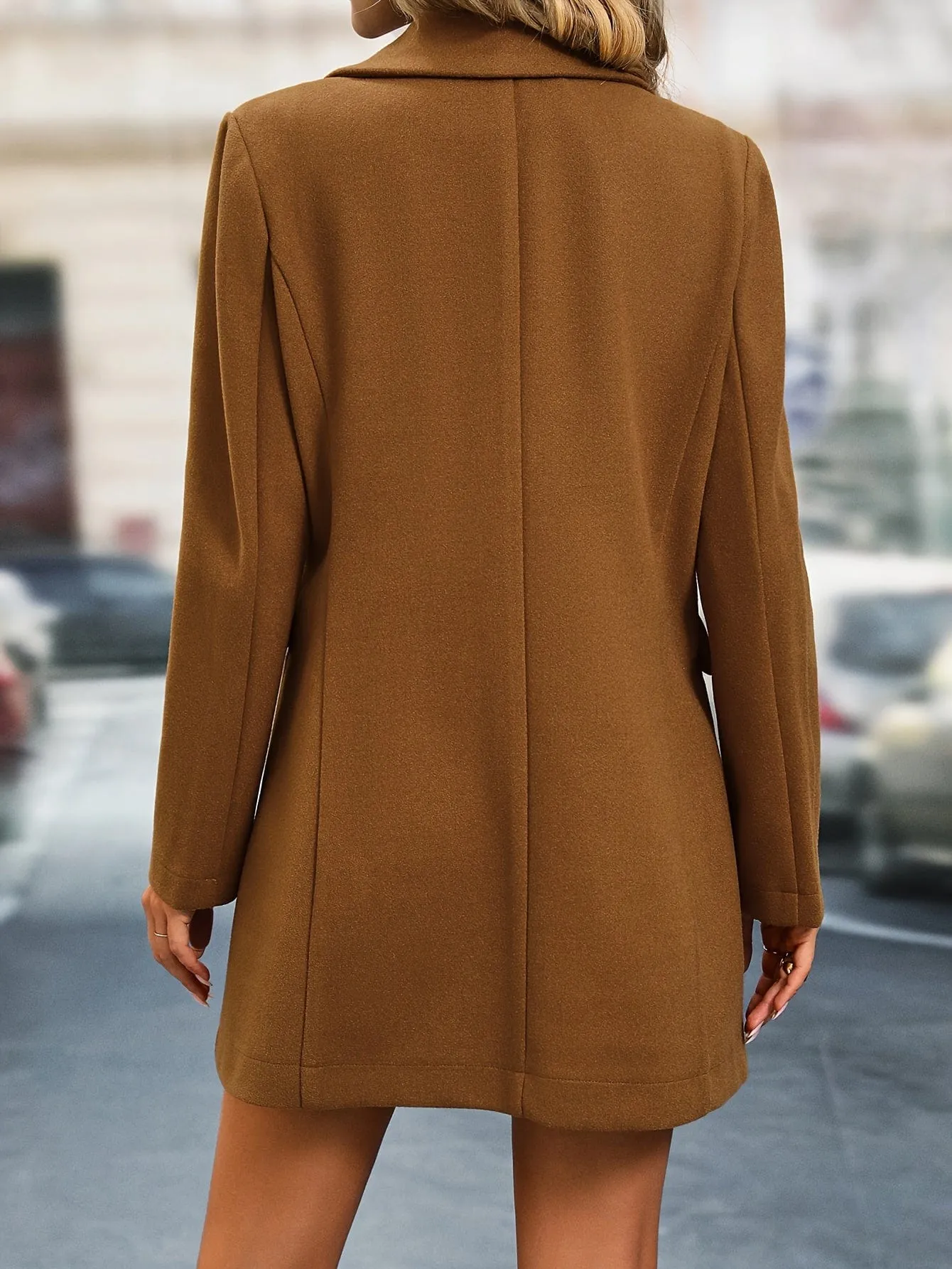 Casual Long Sleeve Solid Color Coat