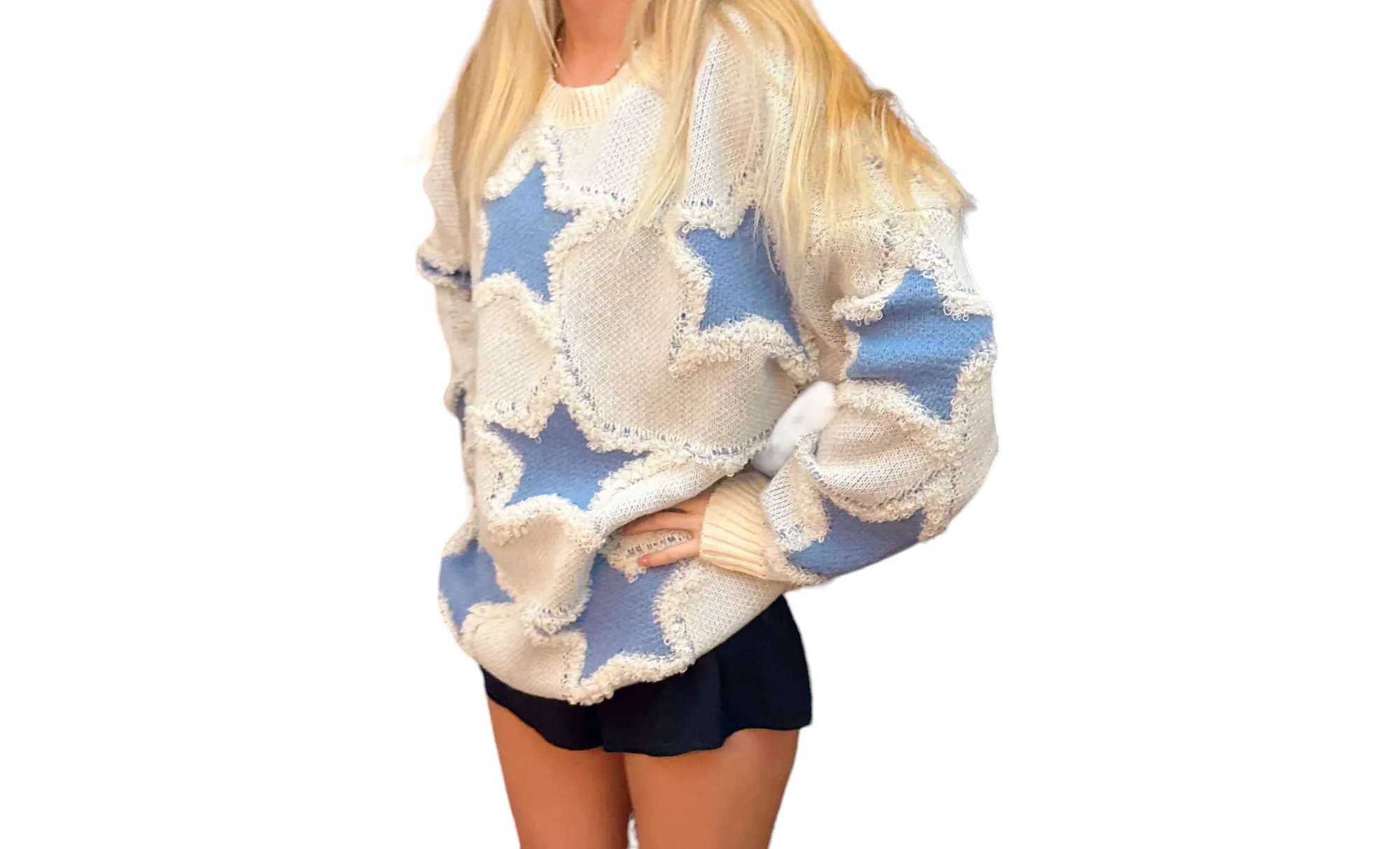 Celestial Chic Oversized Distressed Sweater