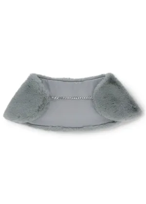 Chain Detail Faux Fur Stole - Grey