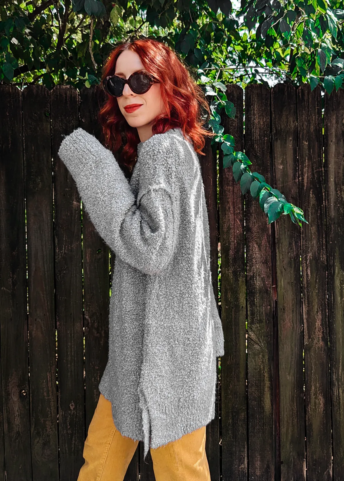 Cloudy Grey Nubby Knit Oversized Sweater