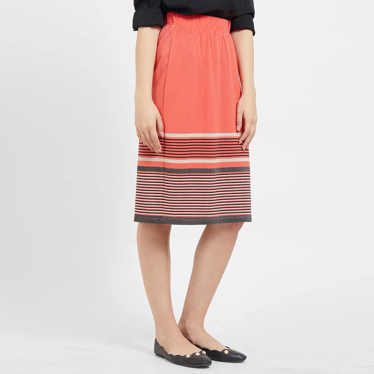 Coral Stripe Skirt