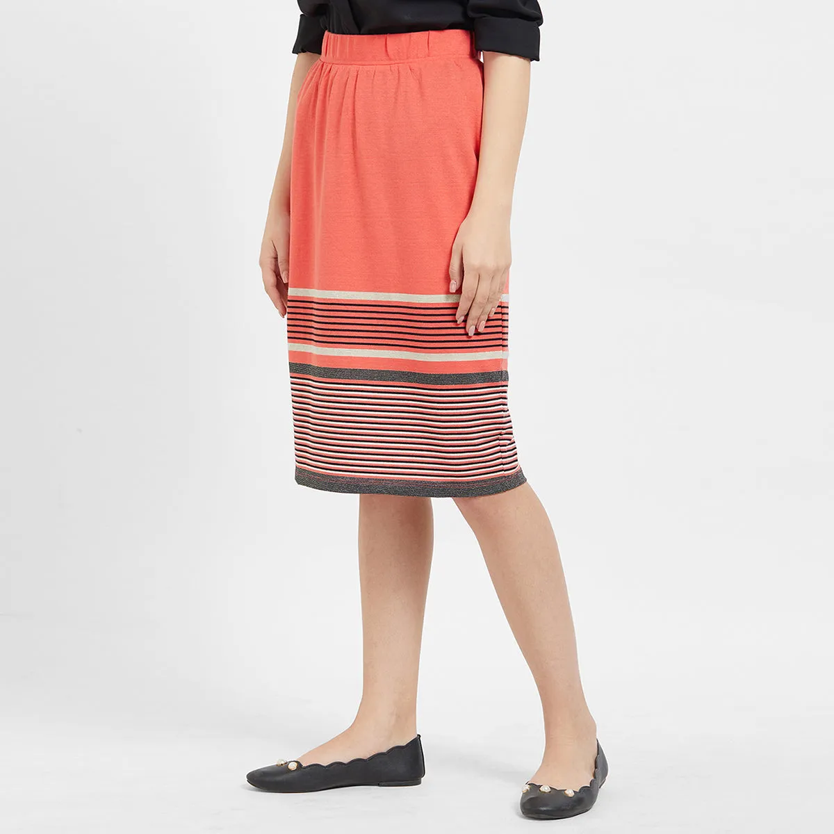 Coral Stripe Skirt