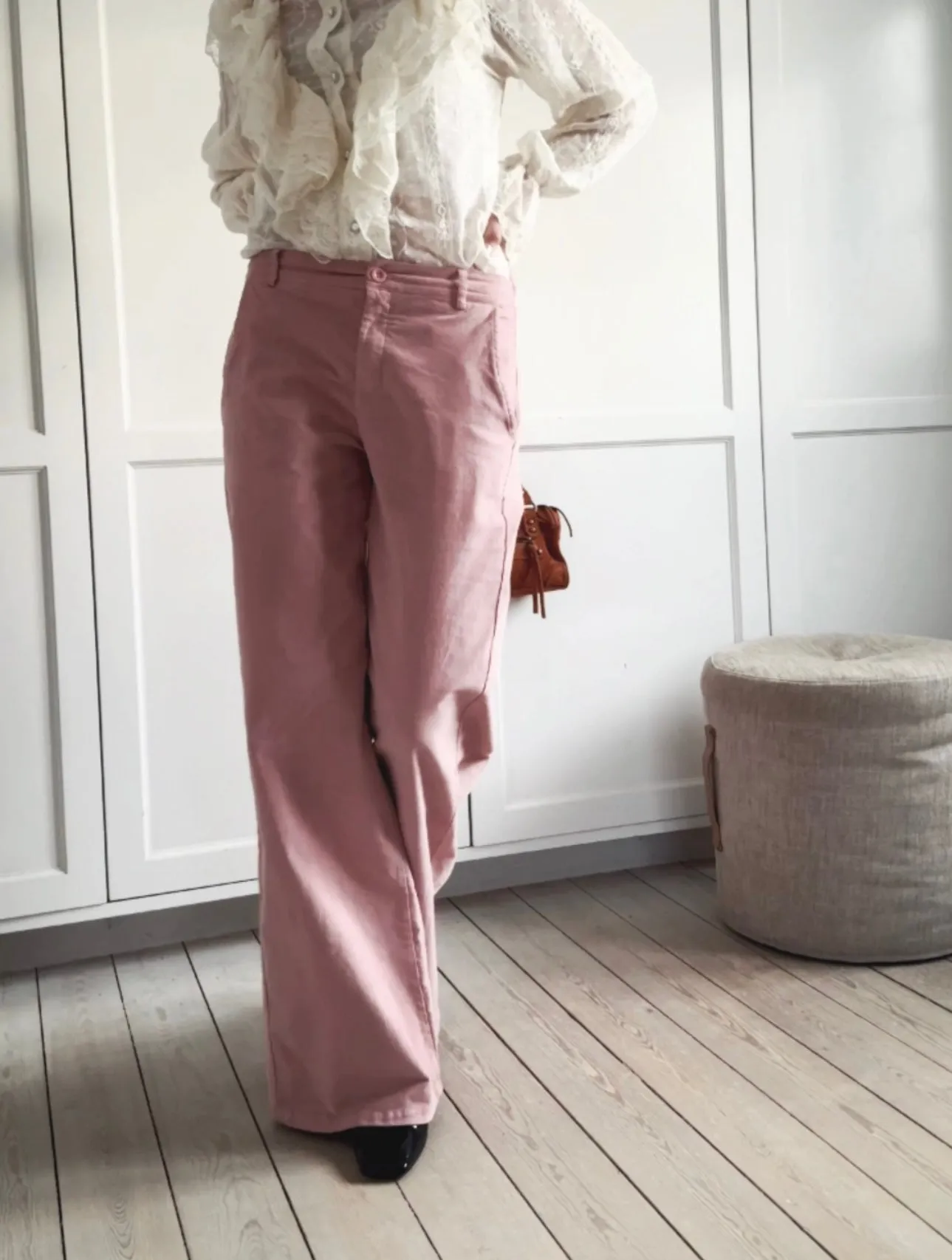 CORDUROY PANTS WITH ELASTIC WAISTBAND - ROSE