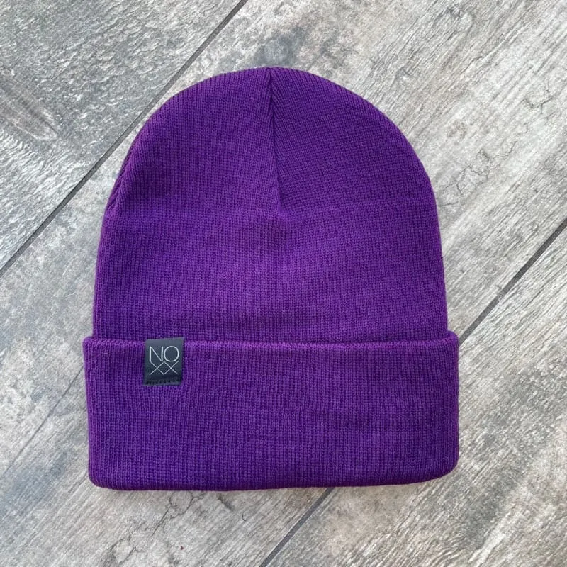 Cuff Knit Beanie: PURPLE