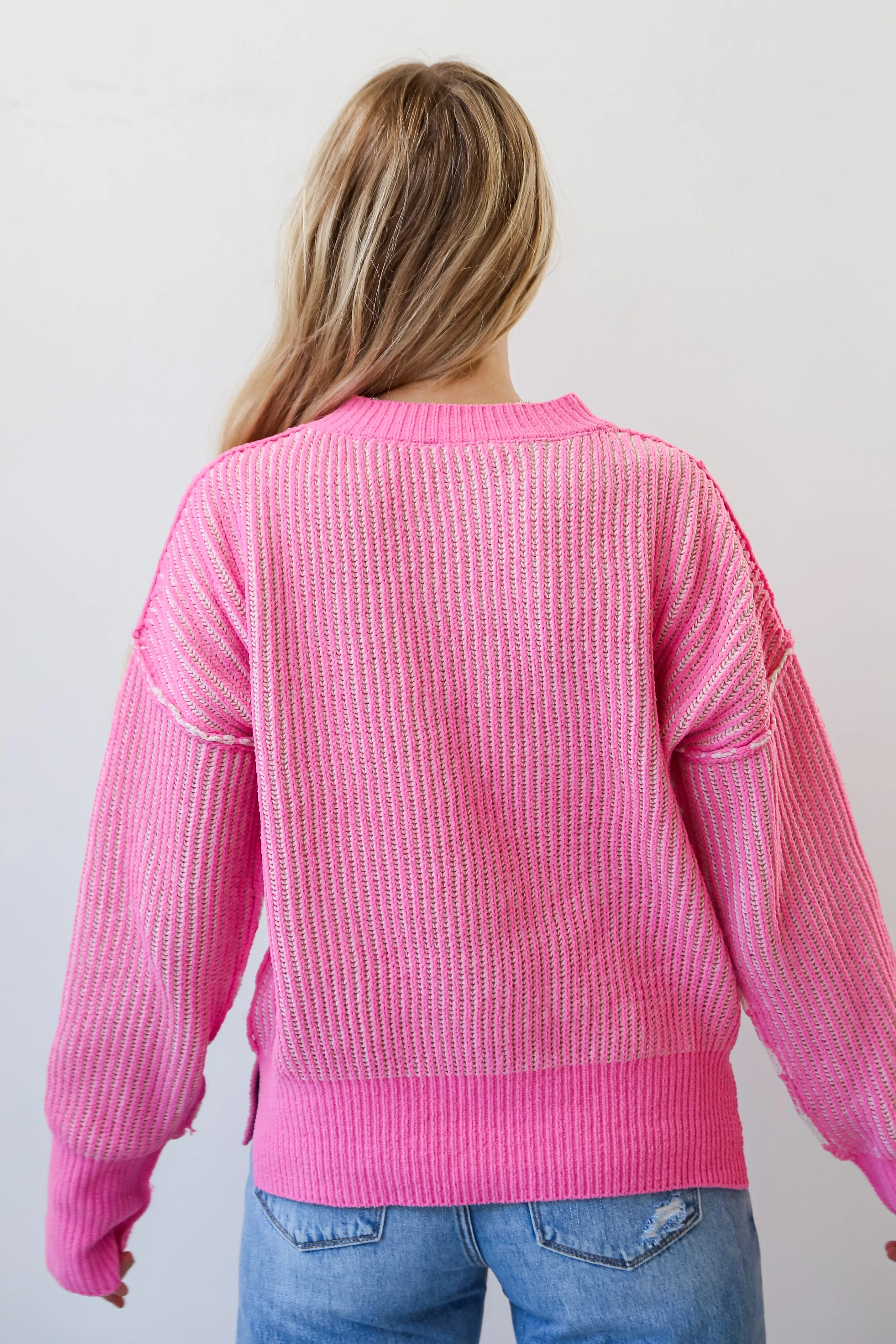 FINAL SALE - Aria Pink Oversized Sweater - DU DEAL