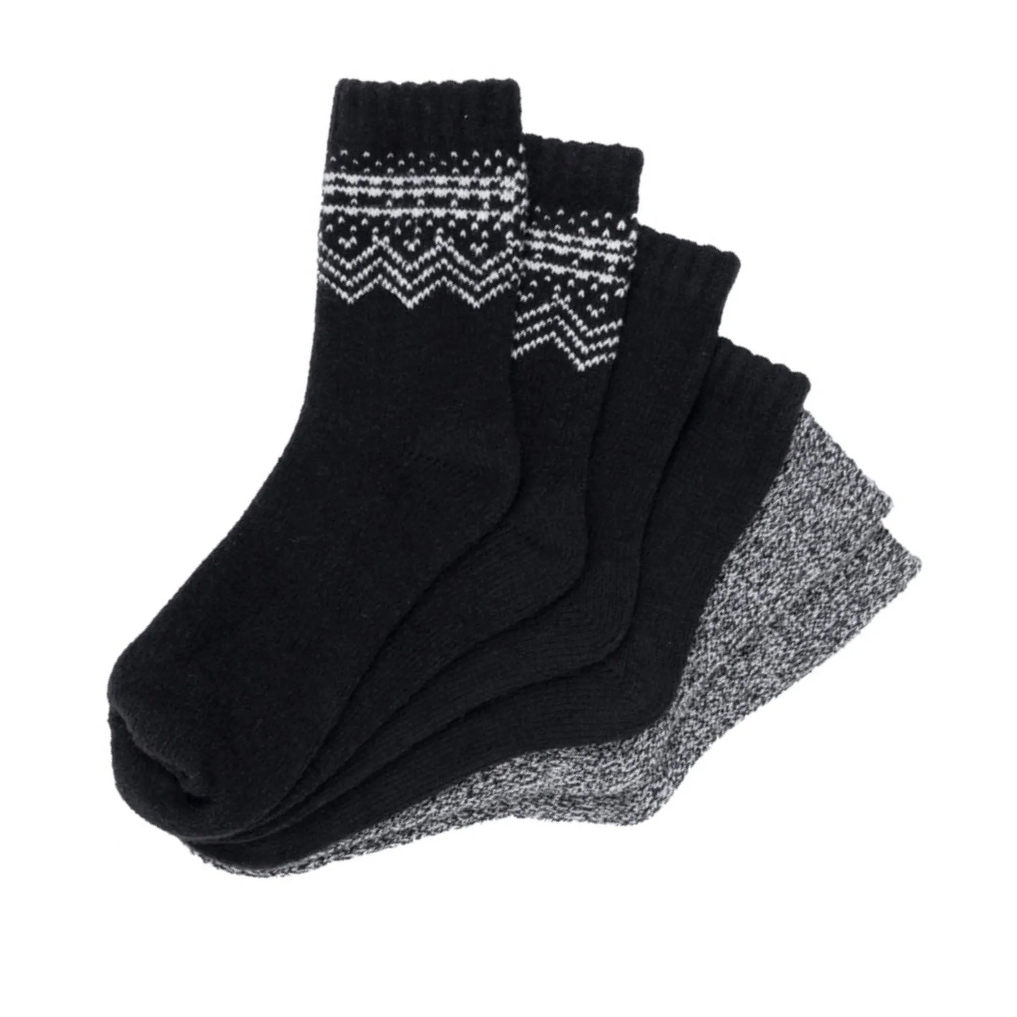 H HALSTON Women's 3-Pk Fair Isle Ultra Soft Knit Socks