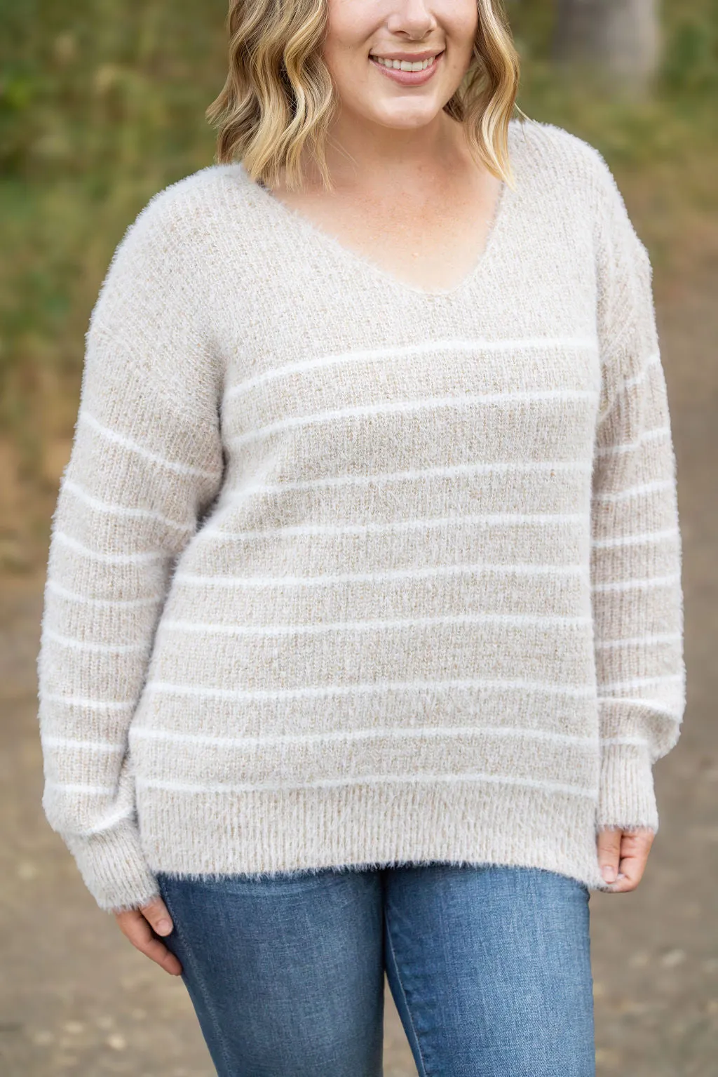 IN STOCK Cozy Striped Sweater - Natural FINAL SALE