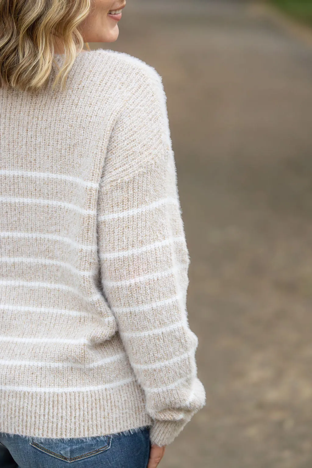 IN STOCK Cozy Striped Sweater - Natural FINAL SALE