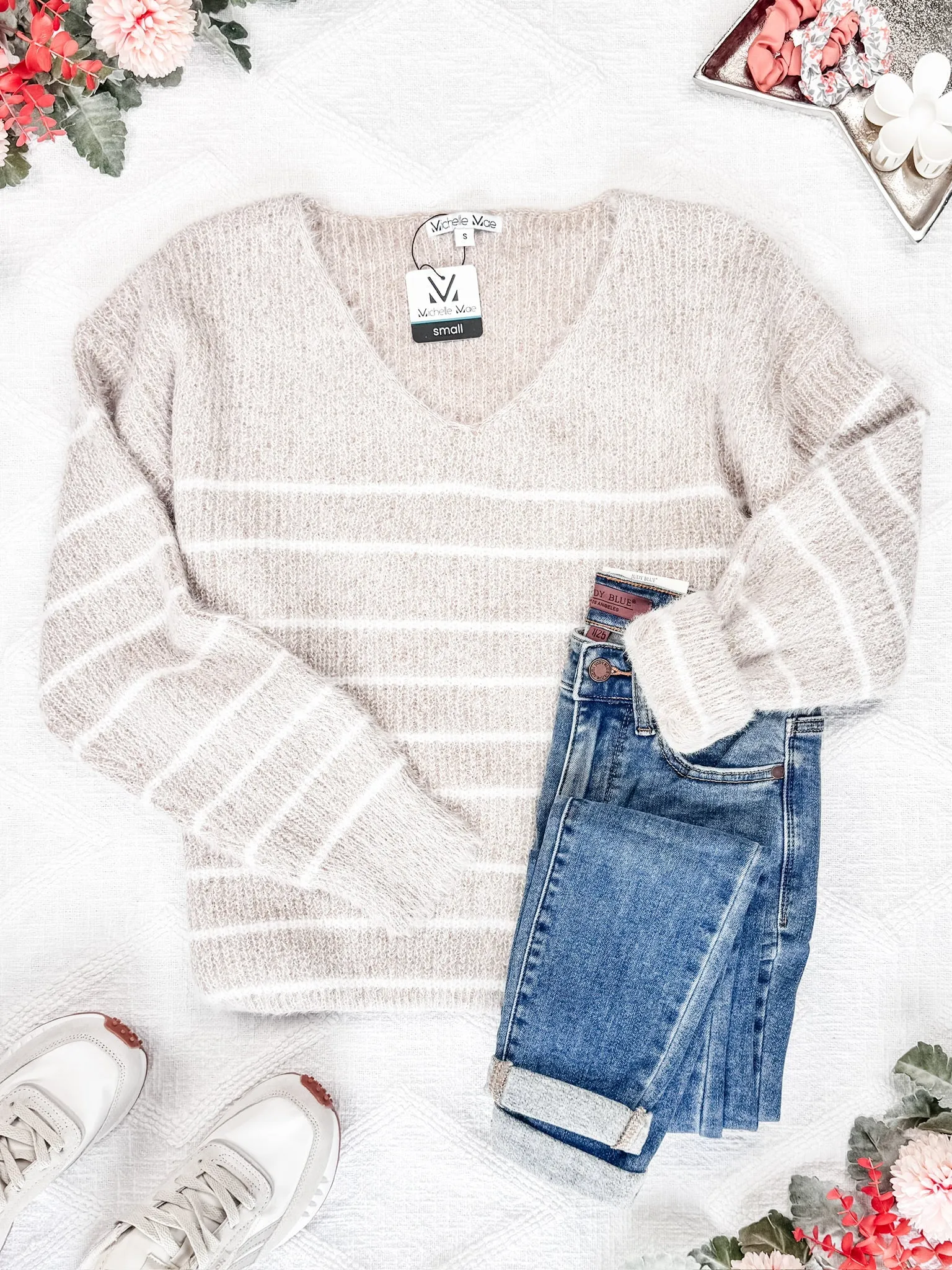 IN STOCK Cozy Striped Sweater - Natural FINAL SALE