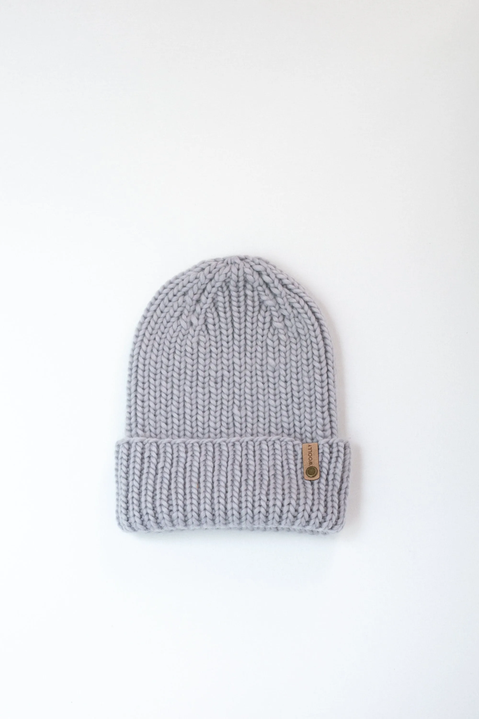 Light Gray Merino Wool Hand Knit Ribbed Beanie