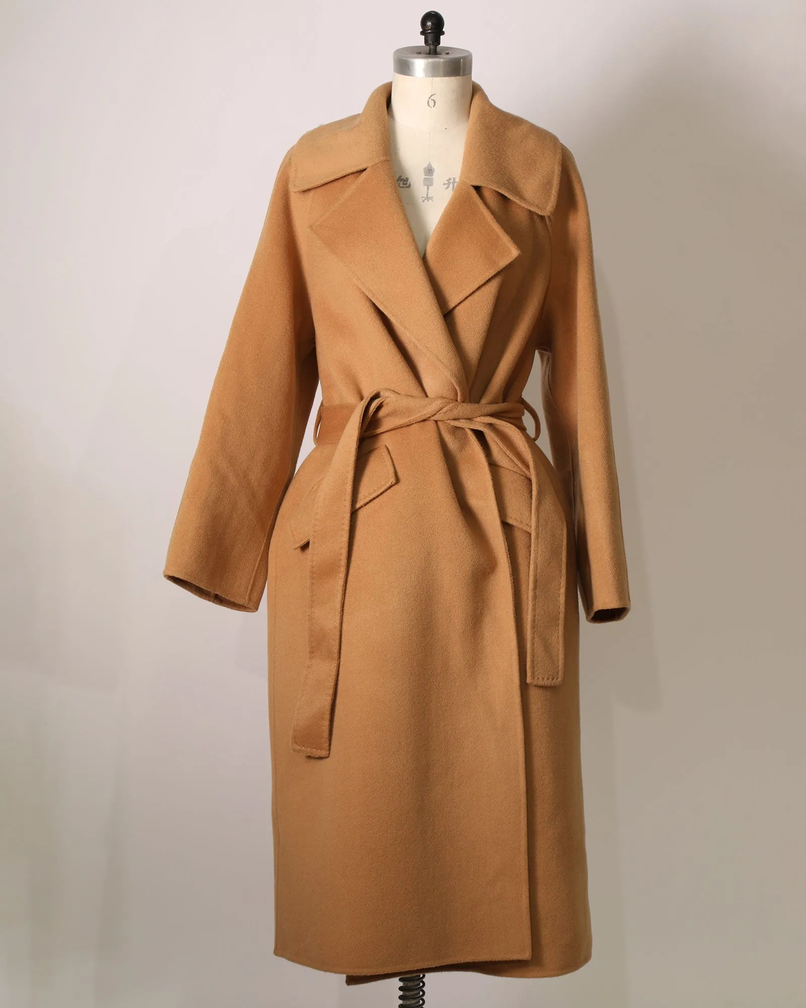 Longline Collared Belted Coat - Camel