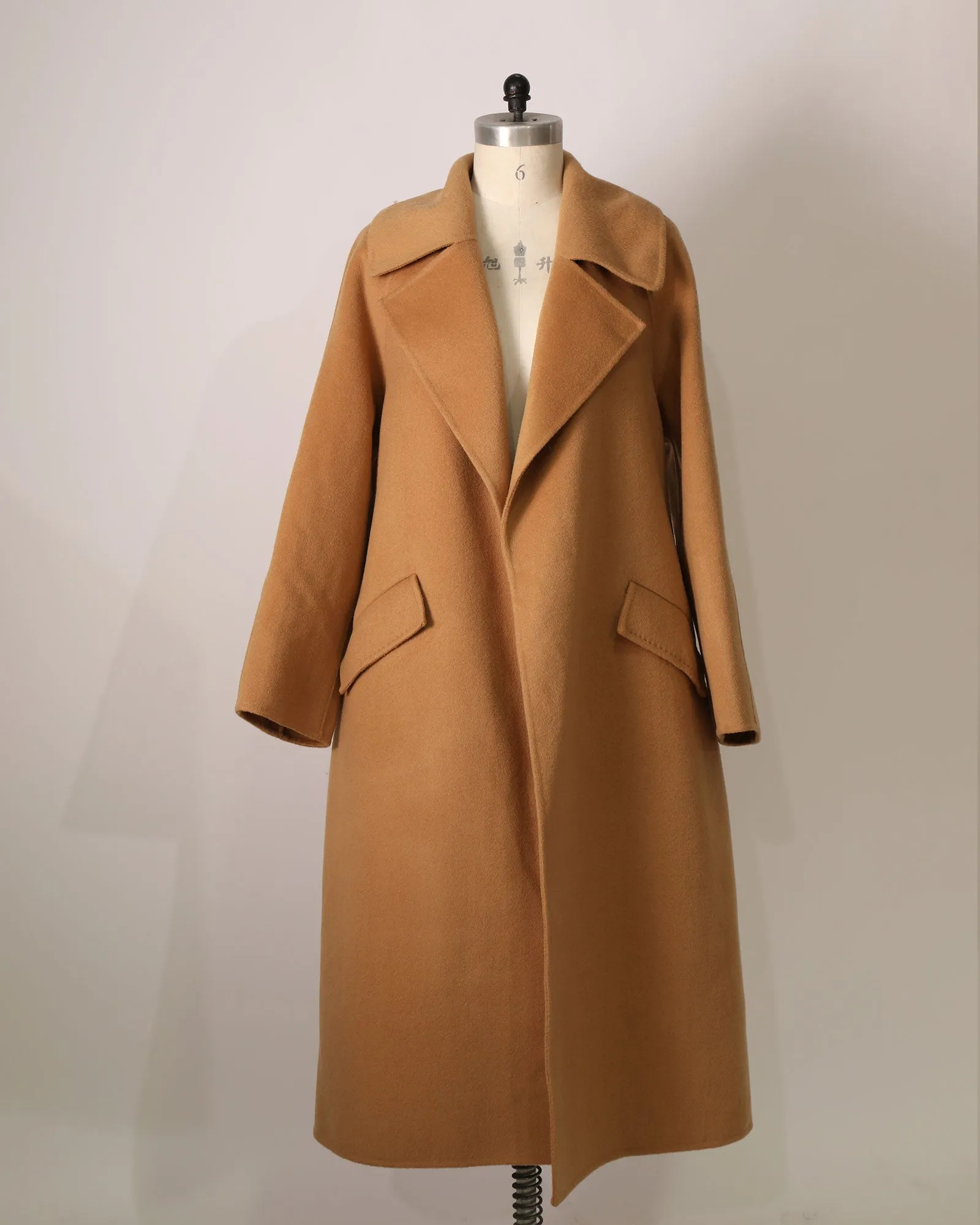 Longline Collared Belted Coat - Camel