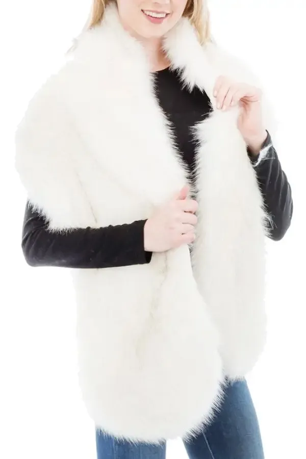 Luxury Faux Fur Satin Lined Stole Shawl Scarf