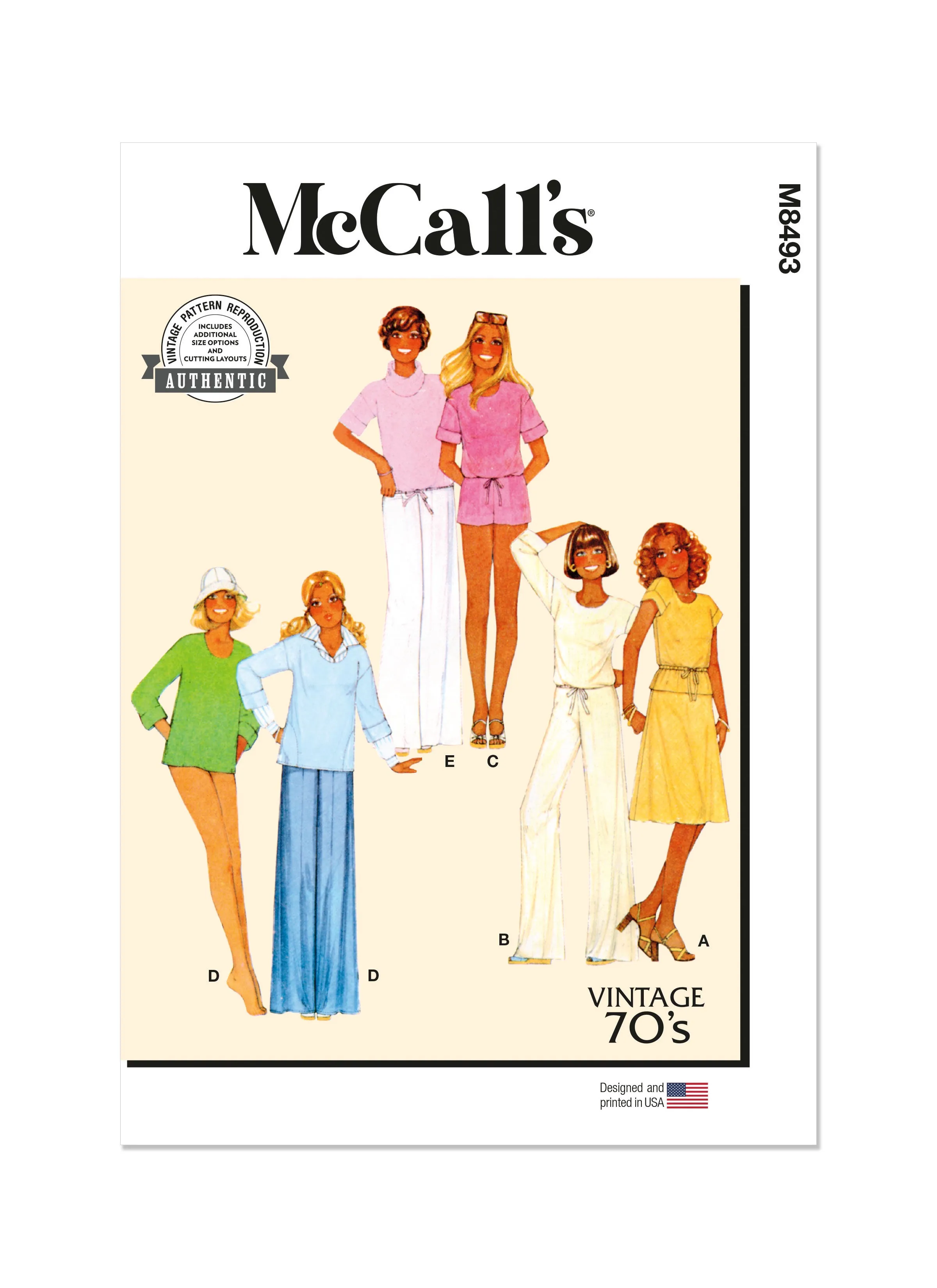 McCall's Sewing Pattern 8493 Misses' Knit Tops, Skirt, Pants and Shorts