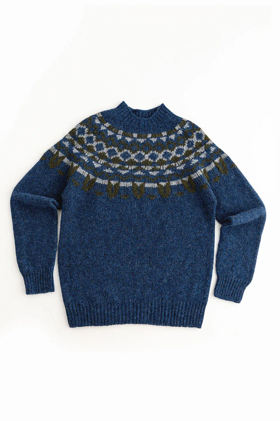 Mens Fair isle Brodgar Yoke Jumper - Blue