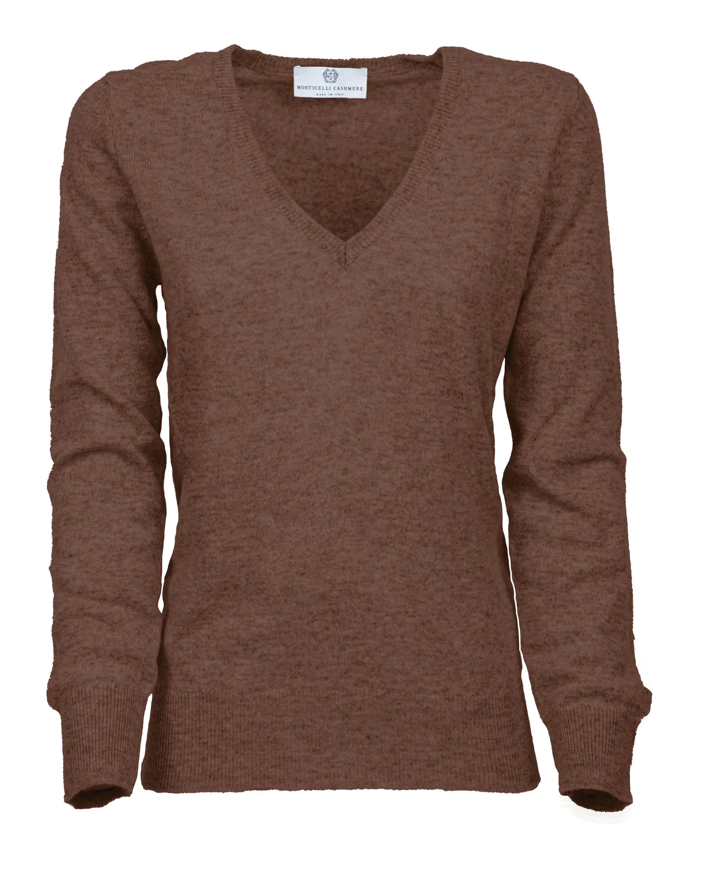 NEW FALL 24 - Women's Pure Cashmere V-Neck Sweater Brown