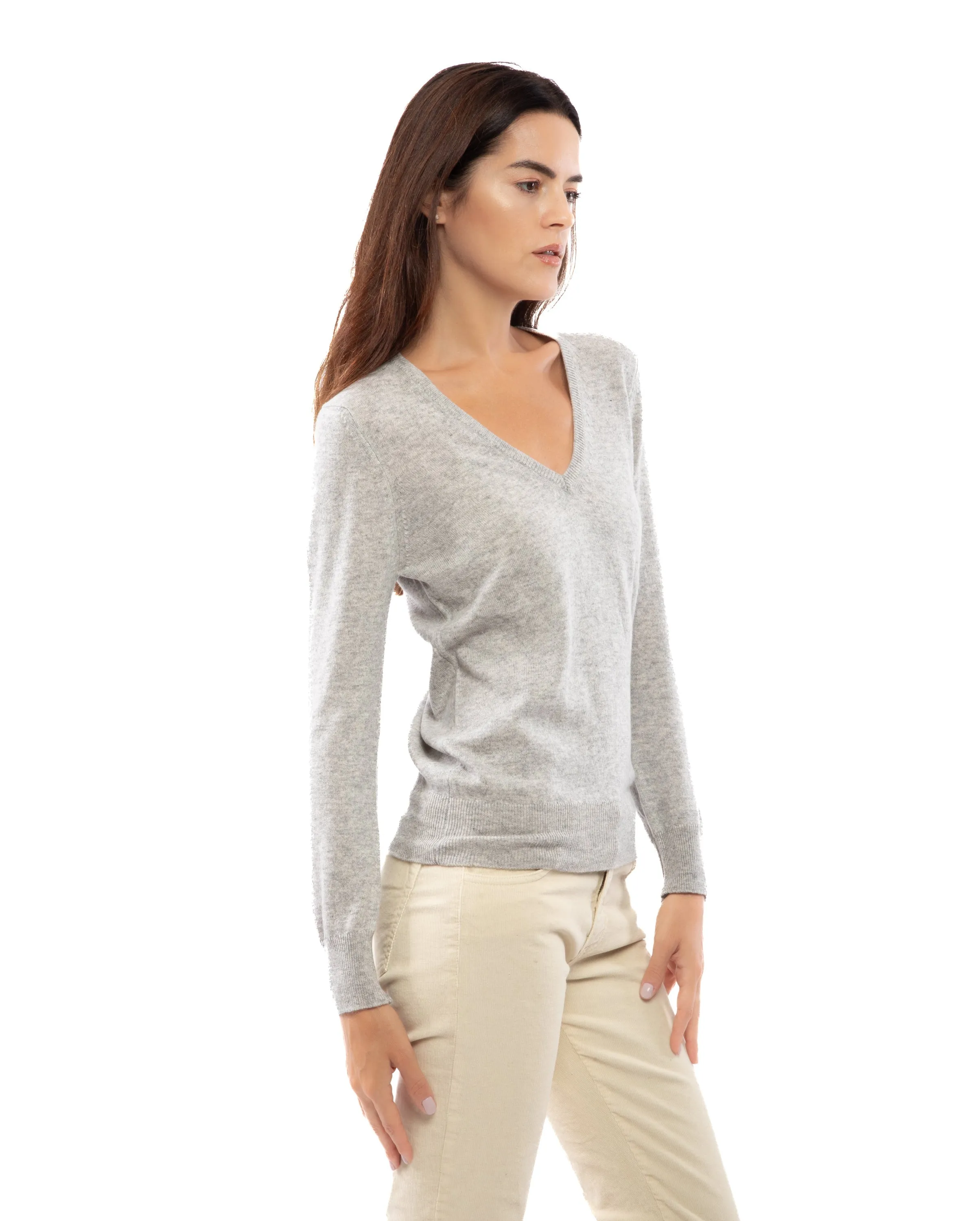 NEW FALL 24 - Women's Pure Cashmere V-Neck Sweater Brown