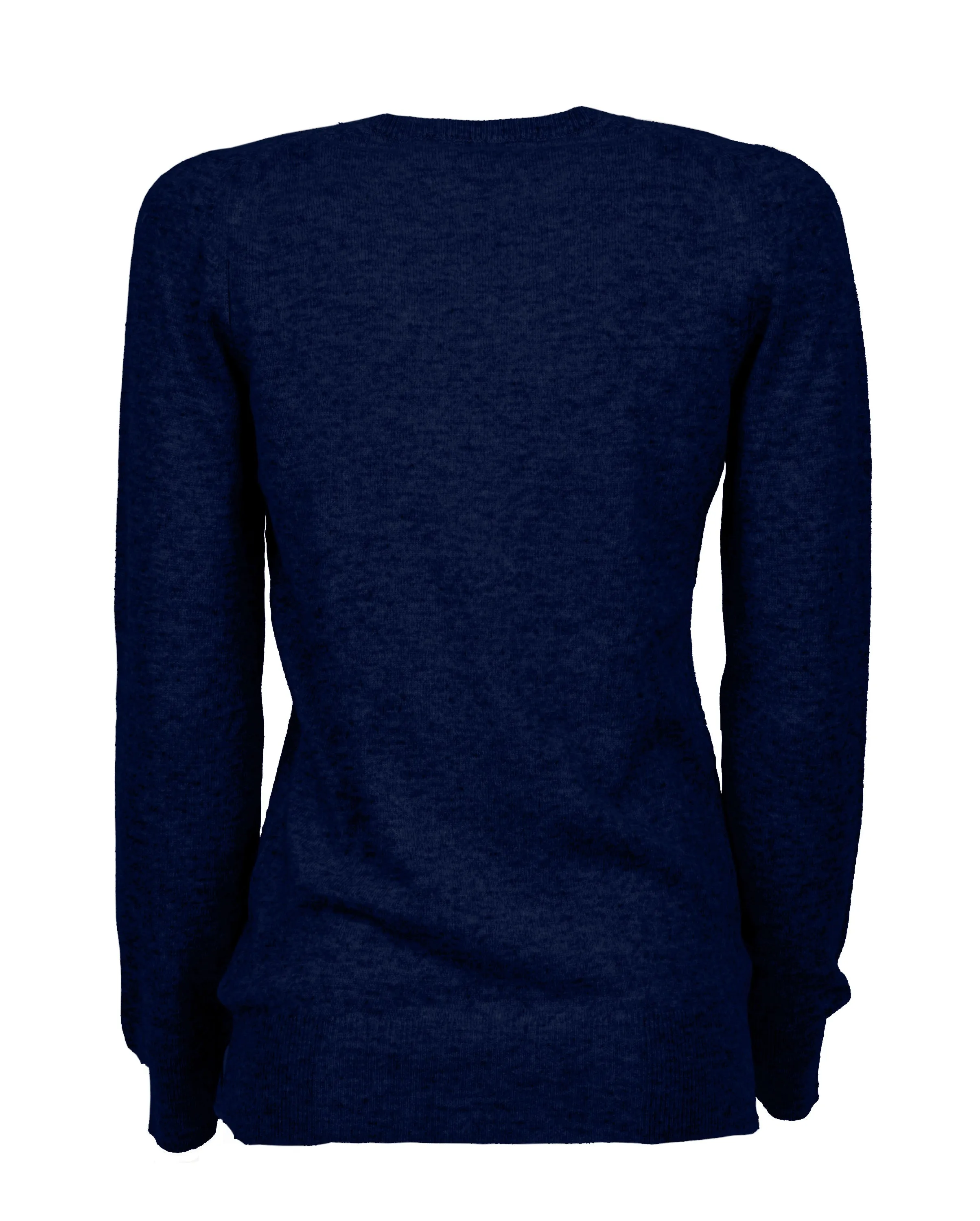 NEW FALL 24 - Women's Pure Cashmere V-Neck Sweater Melange Blue