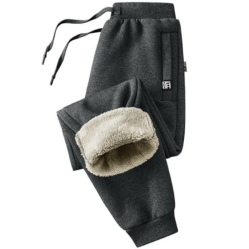 New Winter Thick Warm Fleece Sweatpants Men Joggers