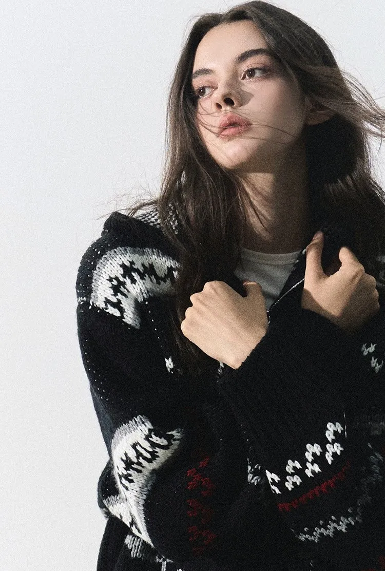 Nordic Fair Isle Zip Knit Sweater