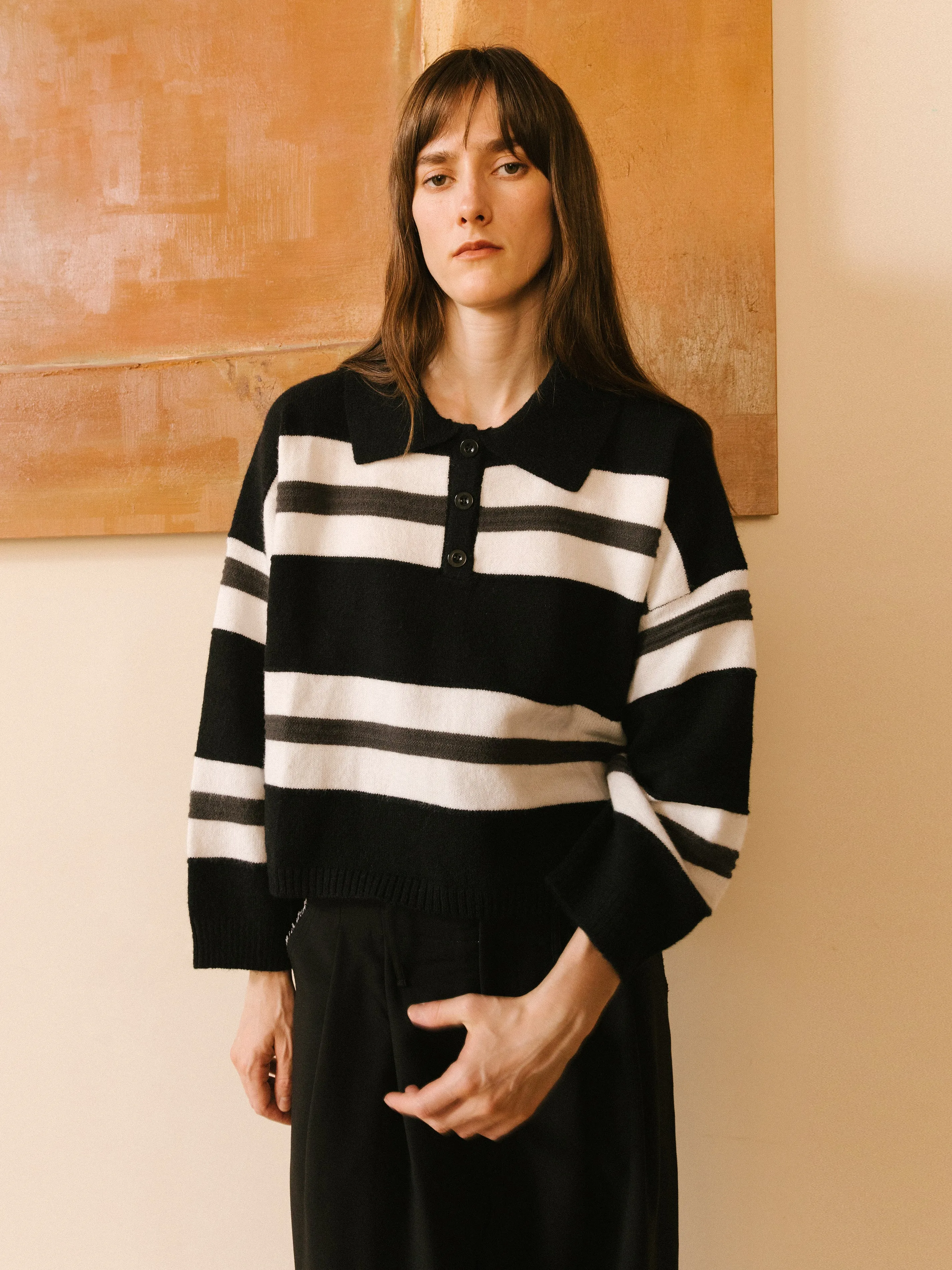 Oversized Contrast Striped Sweater