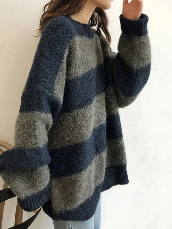 Oversized Striped Knit Sweater