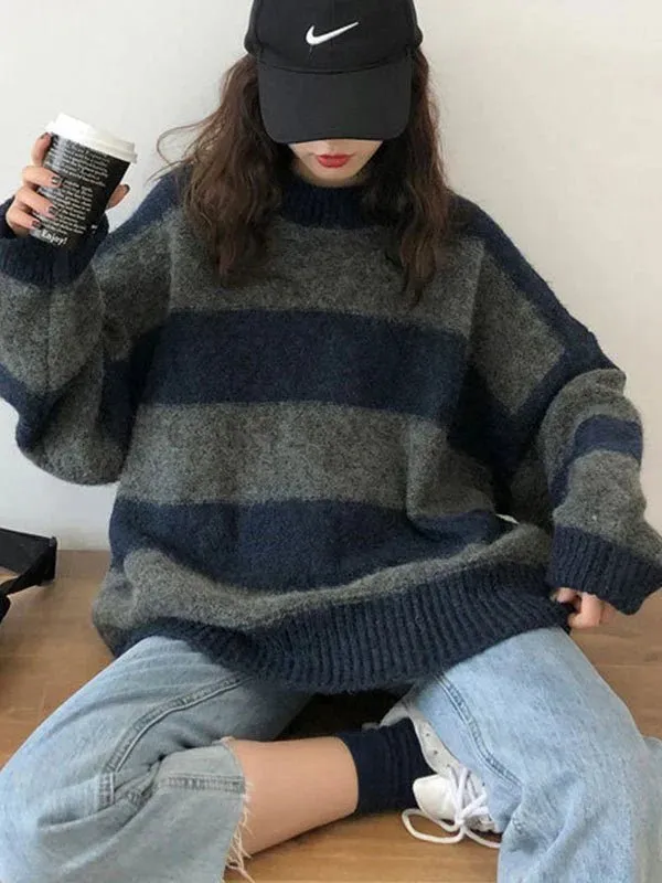 Oversized Striped Knit Sweater