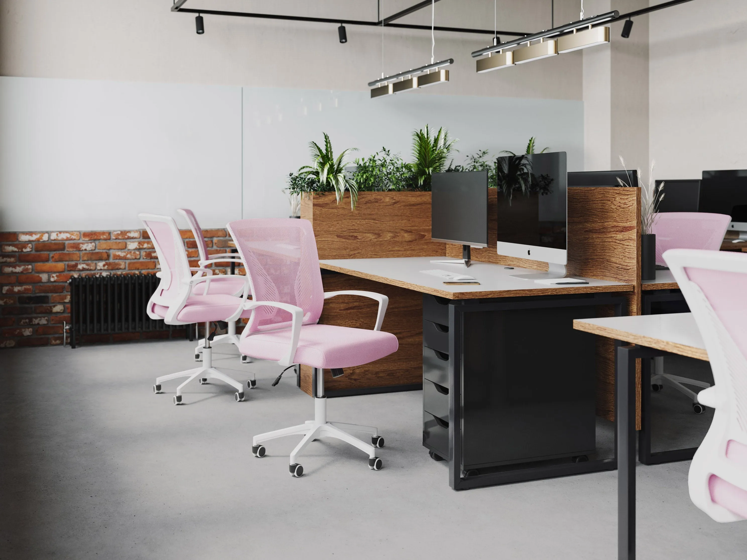 Pink and White Mesh Office Chair