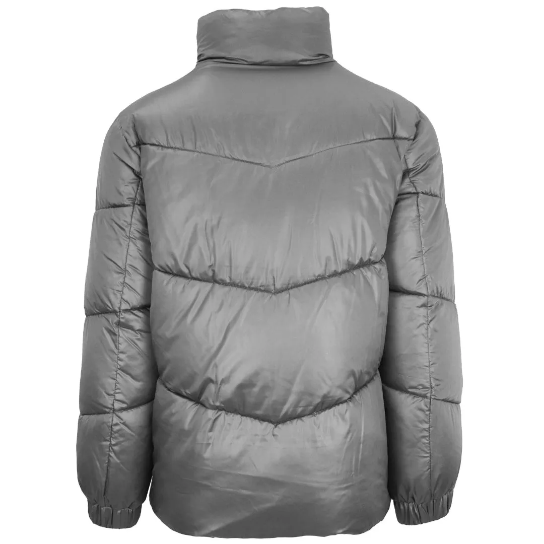 Plein Sport Bold Vertical Logo Shiny Padded Grey Jacket