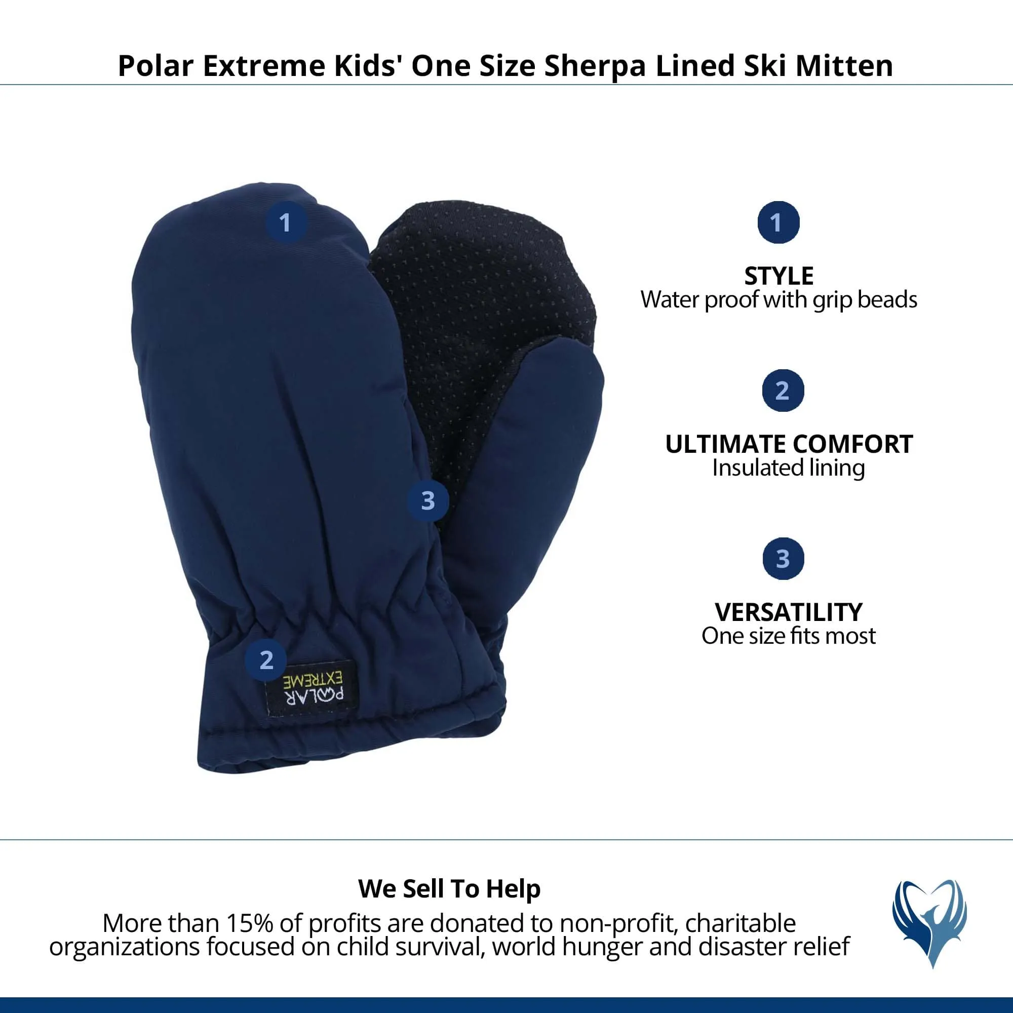 Polar Extreme Kids' One Size Sherpa Lined Ski Mitten