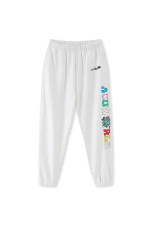 PUNWORLD FLEECE SWEATPANTS WHITE