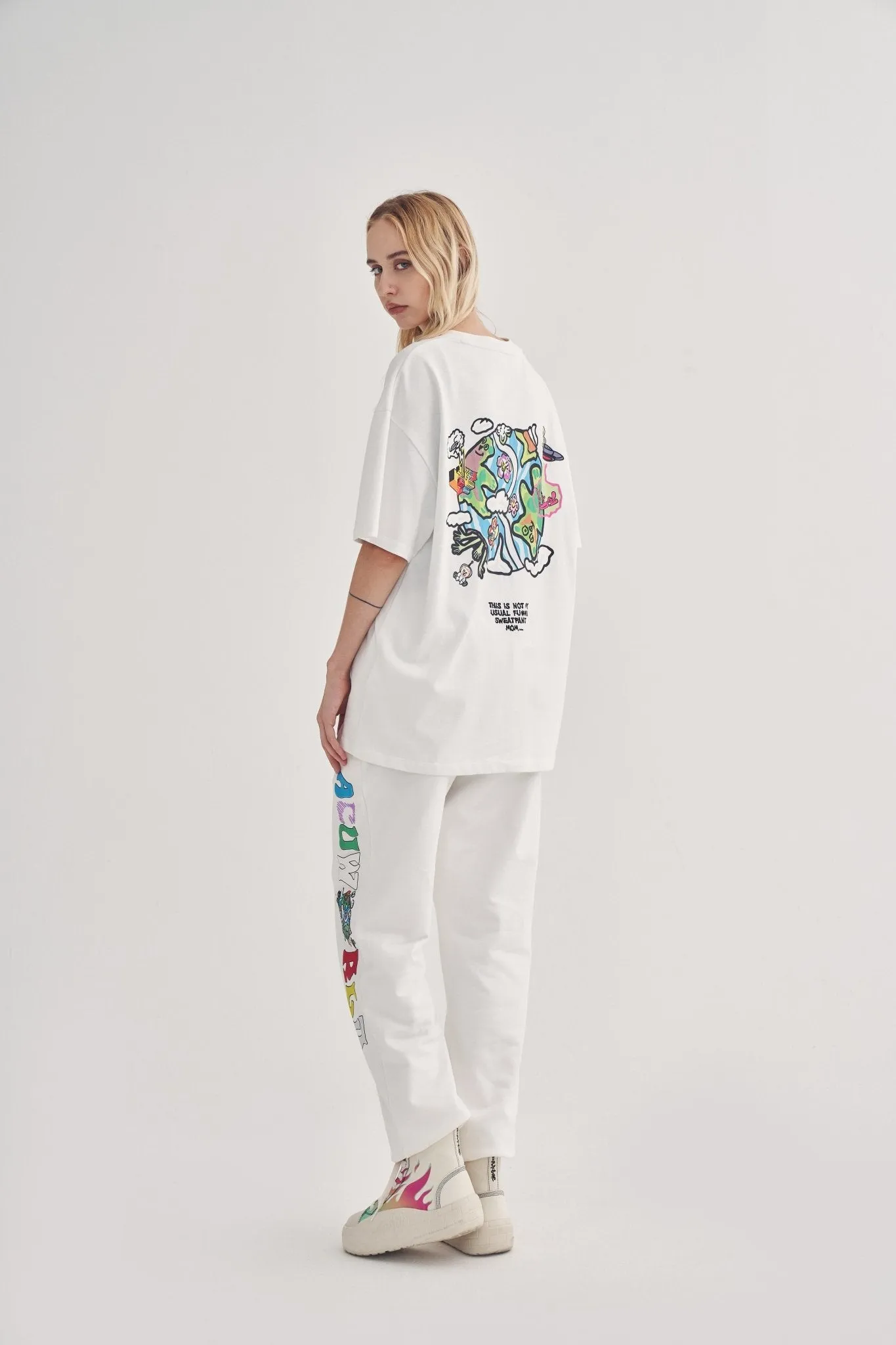 PUNWORLD FLEECE SWEATPANTS WHITE