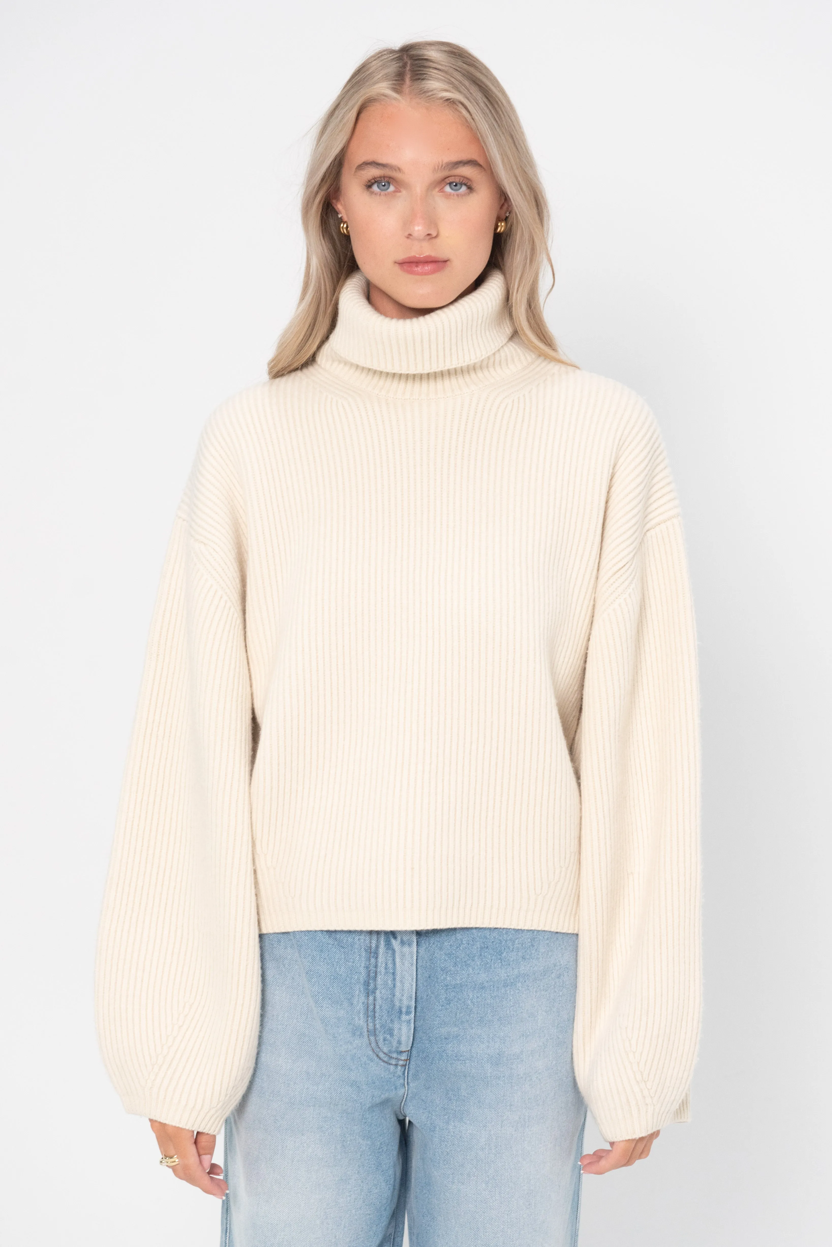 Ribbed Turtleneck, Off White