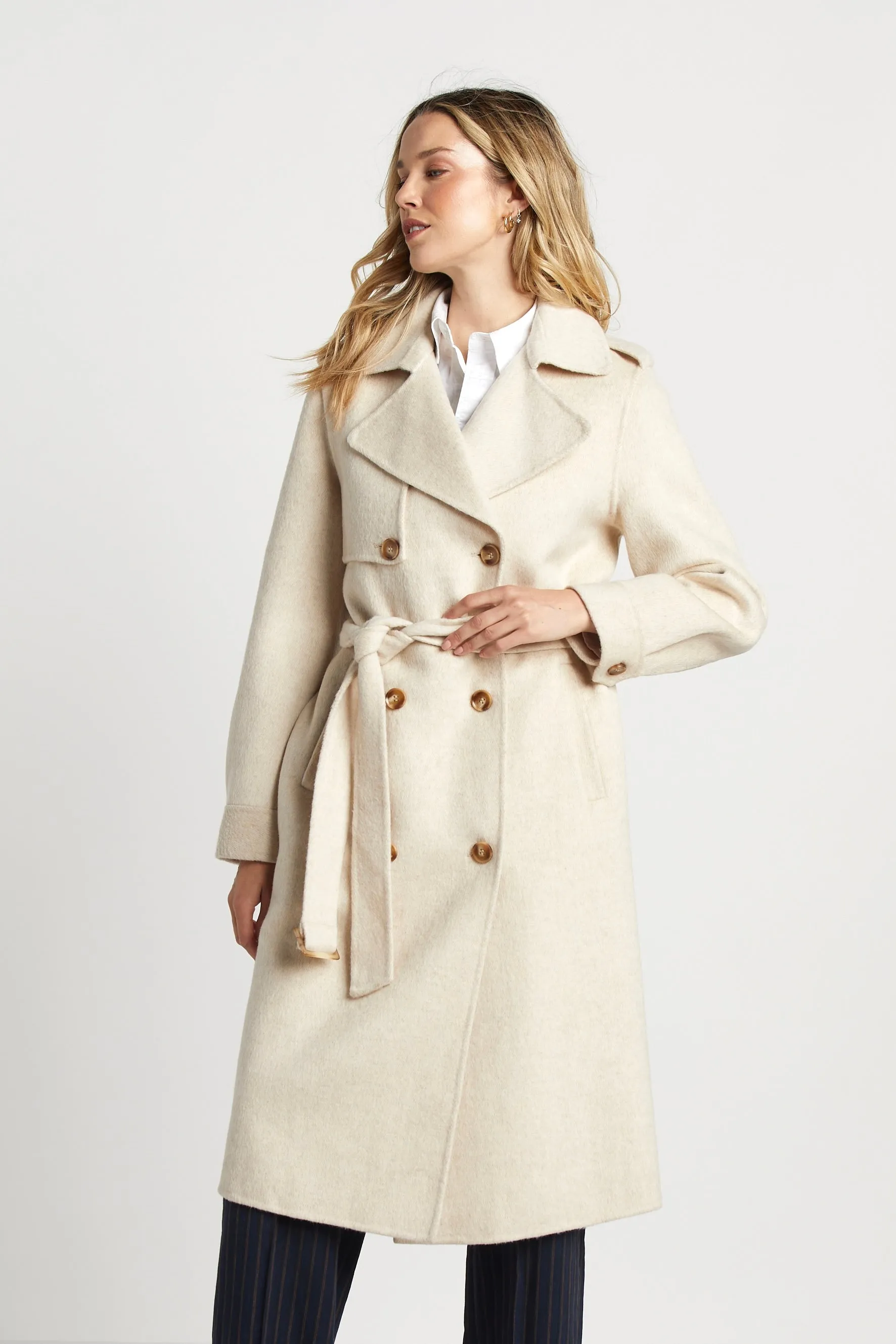 Sibel Double Face Wool Blend Trench Coat