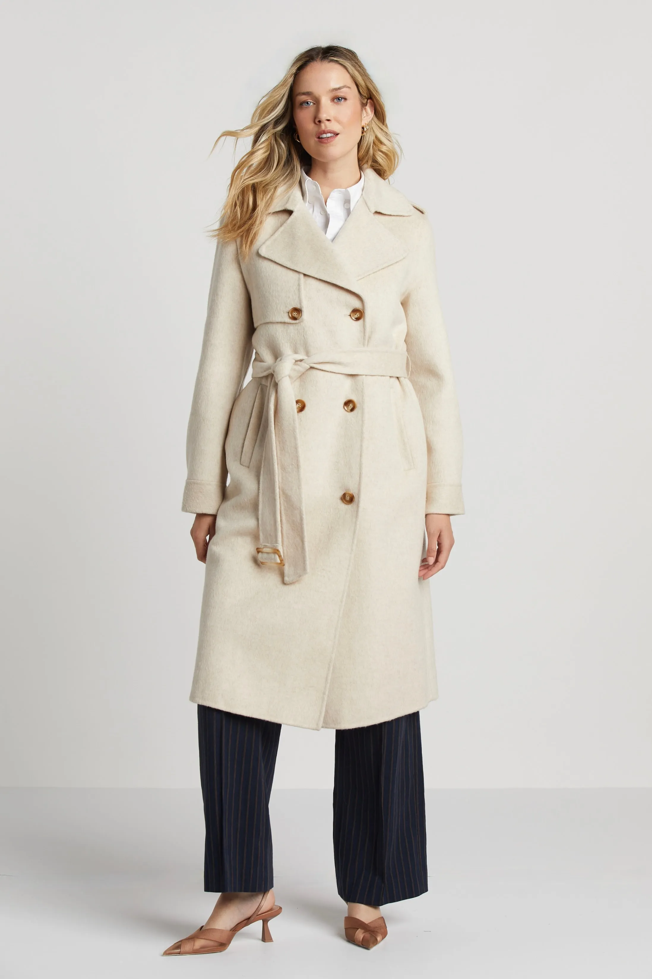 Sibel Double Face Wool Blend Trench Coat