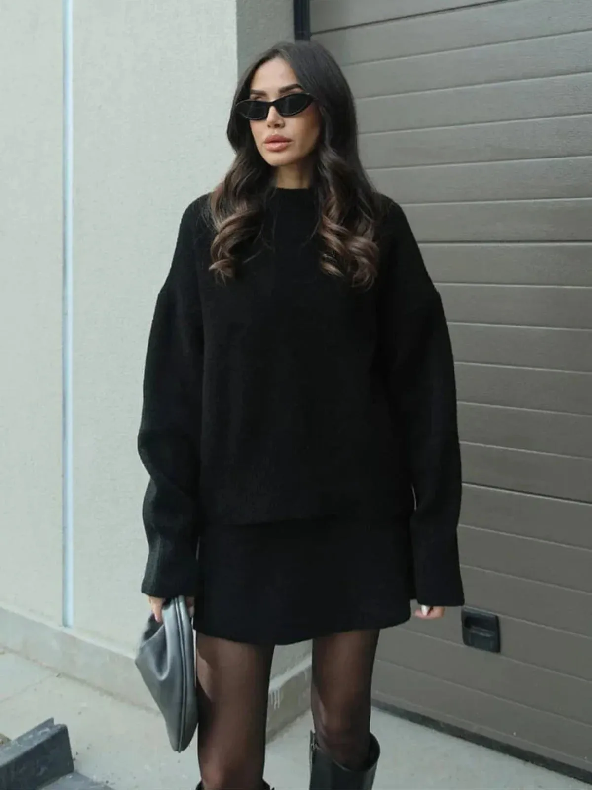 Soft Knit Oversized Sweater Skirt Set