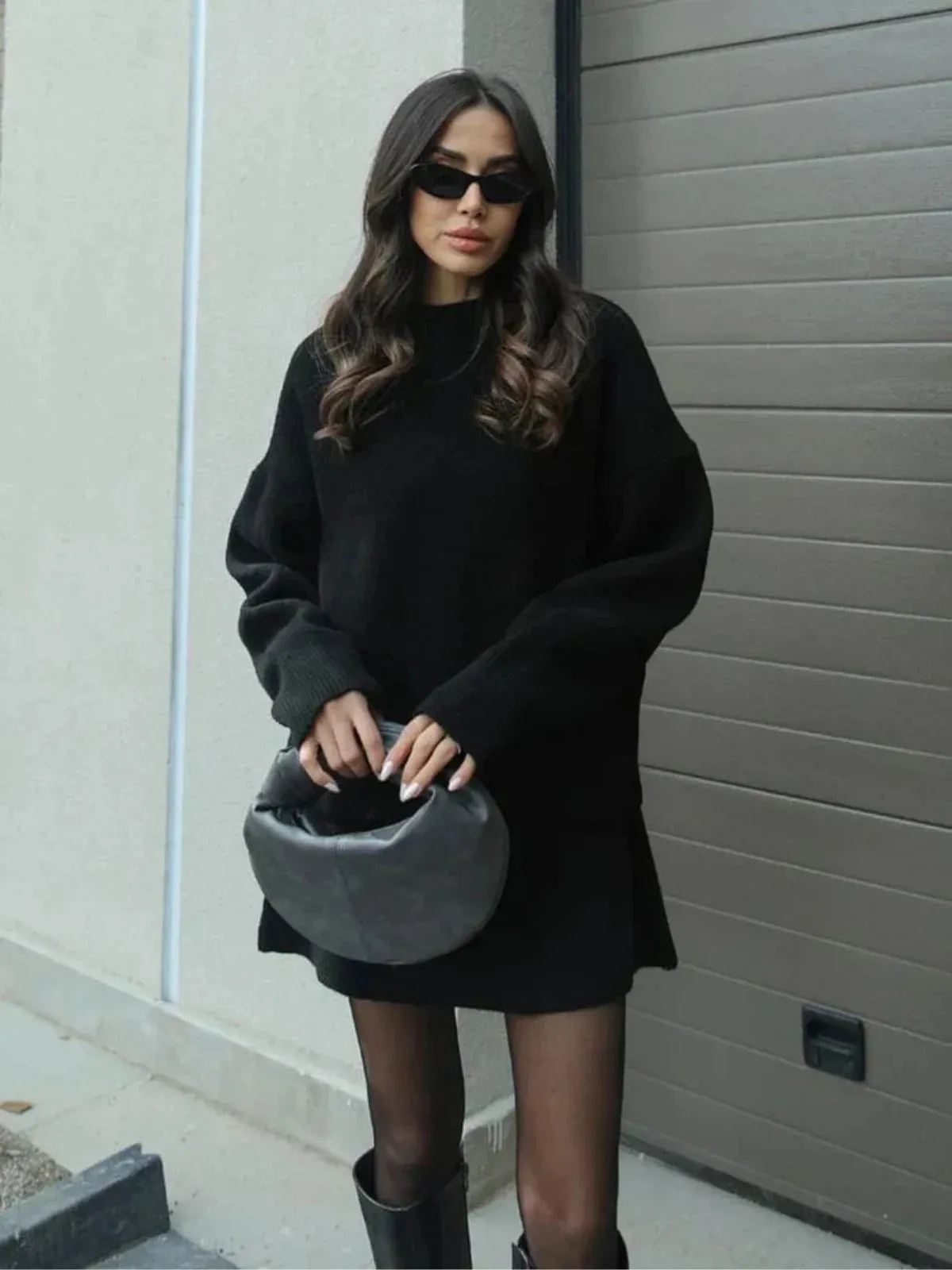 Soft Knit Oversized Sweater Skirt Set