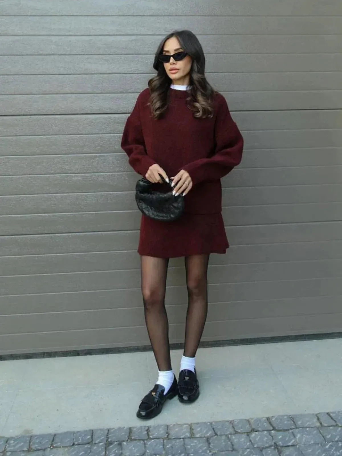 Soft Knit Oversized Sweater Skirt Set